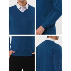 Lars Amadeus Men's Solid Color Knitted Long Sleeves V Neck Pullover Sweater -Best Clothing Store GUEST a0c6c0ed 403f 44f6 99de 891f4ef9ca3a