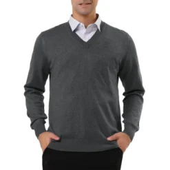 Lars Amadeus Men's Solid Color Knitted Long Sleeves V Neck Pullover Sweater -Best Clothing Store GUEST a0e2c9c4 48b1 4a99 b524 2245f7980242
