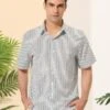 Lars Amadeus Men's Summer Striped Shirt Short Sleeves Casual Button Down Beach Shirts -Best Clothing Store GUEST a1d8d571 dce7 4b7d 903f 87c8a9e2d816