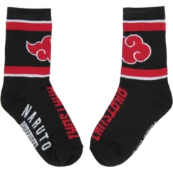 Naruto Shippuden Boys' Socks Akatsuki Hidden Village 2 Pairs Kids Crew Socks Black