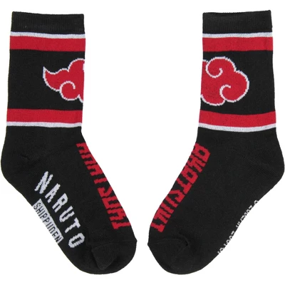 Naruto Shippuden Boys' Socks Akatsuki Hidden Village 2 Pairs Kids Crew Socks Black 3 Naruto Shippuden Boys' Socks Akatsuki Hidden Village 2 Pairs Kids Crew Socks Black