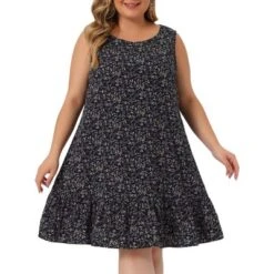 Agnes Orinda Women's Plus Size Sleeveless Ruffle Hem Casual Floral Tank Dresses -Best Clothing Store GUEST a23b932b 965e 46f2 b00b 0487a547ecee