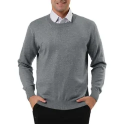 Lars Amadeus Men's Casual Round Neck Long Sleeves Solid Color Knitted Pullover Sweater -Best Clothing Store GUEST a2f51e00 3505 4c49 88ae 98b92d910261