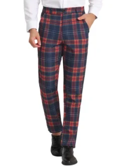 Lars Amadeus Men's Plaid Casual Regular Fit Flat Front Stretch Dress Pants -Best Clothing Store GUEST a395d37f b4ea 495c 96bc 50cbe6ba71ca