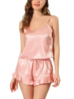 Cheibear Women's Satin Spaghetti Cami Tops Shorts Sleepwear Lounge Sets -Best Clothing Store GUEST a43c4a99 50a8 4d6f ab3c 19084519da60