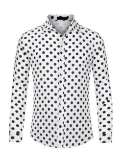 Lars Amadeus Men's Button Down Long Sleeves Casual Polka Dots Print Shirts -Best Clothing Store GUEST a4808159 a6b9 4efb 96e2 c7ed5a7f7923