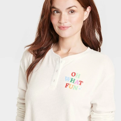 Women's Oh What Fun Matching Family Thermal Pajama Top - Wondershop™ White 4 Women's Oh What Fun Matching Family Thermal Pajama Top - Wondershop™ White - Image 2