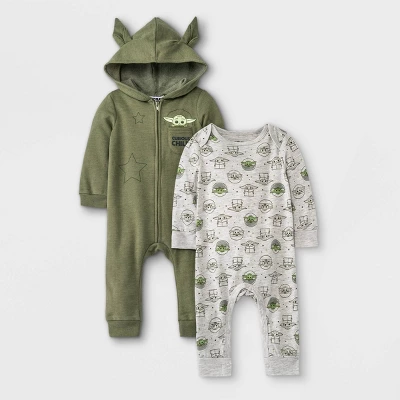 Disney Baby Boys' 2pc Star Wars Baby Yoda Fleece Top And Bottom Set - Olive Green 6 Disney Baby Boys' 2pc Star Wars Baby Yoda Fleece Top And Bottom Set - Olive Green - Image 4