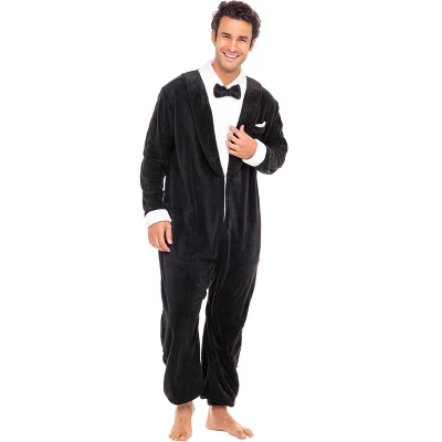 Men's Tuxedo Adult Onesie, Plush Fleece Novelty Pajamas Set 4 Men's Tuxedo Adult Onesie, Plush Fleece Novelty Pajamas Set - Image 2