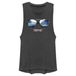 Junior's Top Gun Aviator Sunglasses Reflection Logo Festival Muscle Tee -Best Clothing Store GUEST a7559f7e 2c37 4d59 9f6f 343b3672dce5