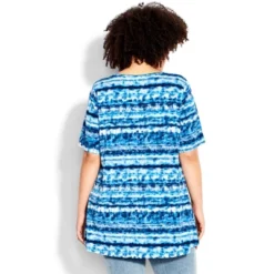 Women's Plus Size Liv Pleat Front Tunic - Ocean Tie Dye | AVENUE