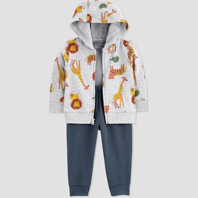 Carter's Just One You® Baby Boys' Safari Cotton Cardigan & Bodysuit - Gray 3 Carter's Just One You® Baby Boys' Safari Cotton Cardigan & Bodysuit - Gray