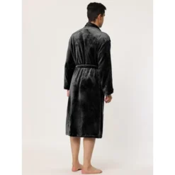 Lars Amadeus Men's Plush Shawl Collar Robe Long Sleeves Spa Bathrobe -Best Clothing Store GUEST a8b28d26 801e 40a6 865d 19fe06b9519d