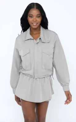 Yogalicious Radiant Commuter Woven Cropped Windbreaker With Front Patch Pockets -Best Clothing Store GUEST a9d16027 5e18 42b0 93d8 648395f6a24b