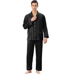Lars Amadeus Men's Long Sleeves Button Down Satin Pajamas Set -Best Clothing Store GUEST aa8b829c cca5 4a08 bf8f 3c0bf7509bbd