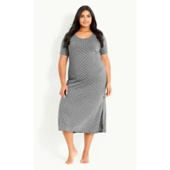 Women's Plus Size Heart Night Dress - Grey | EVANS -Best Clothing Store GUEST ab3488d6 d2a1 4d85 ab47 c65025ed64b0