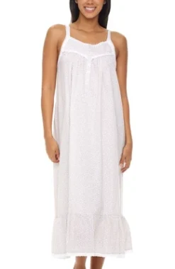 Women's Cotton Victorian Nightgown, Cecilia Sleeveless Lace Trimmed Button Up Long Vintage Night Dress Gown -Best Clothing Store GUEST abd976ae aadd 41de 905d 188826c98055