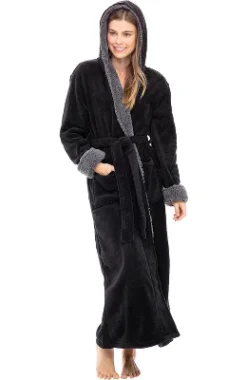 Women's Warm Winter Robe, Plush Fleece Full Length Long Hooded Bathrobe -Best Clothing Store GUEST ad076d90 6725 4937 8caf 696b9280388d