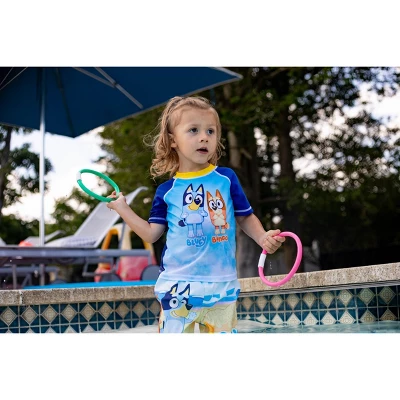 Bluey Bingo Dad Mom Pullover Rash Guard And Swim Trunks Outfit Set Little Kid 6 Bluey Bingo Dad Mom Pullover Rash Guard And Swim Trunks Outfit Set Little Kid - Image 4