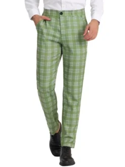 Lars Amadeus Men's Plaid Casual Regular Fit Flat Front Stretch Dress Pants -Best Clothing Store GUEST ad9e258a bb63 41cc 9bc3 890966845d48