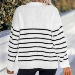 Women's Striped Drop Sleeve Sweater - Cupshe -Best Clothing Store GUEST af46f67a 047f 4ce7 a1ac 7f9f607242ef