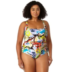 Anne Cole Plus - Women's Belted Square Neck One Piece Swimsuit -Best Clothing Store GUEST af6f3c78 8cfd 4730 a54f 84ad91e2d2bc