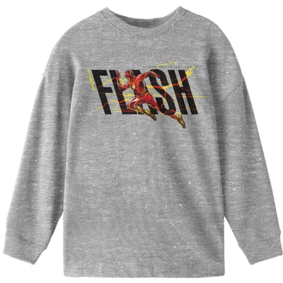 DC COMICS Flash Movie Hero Running Youth Athletic Heather Long Sleeve Shirt 6 DC COMICS Flash Movie Hero Running Youth Athletic Heather Long Sleeve Shirt - Image 4