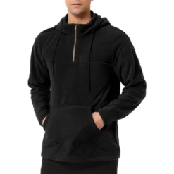 Lars Amadeus Men's Half Zip Hoodie Drawstring Fleeced Pullover Hooded Sweatshirt -Best Clothing Store GUEST afb9a86b ffb8 45d0 840e 65590d86baf1