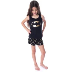 DC Comics Girls' Batman Gold Foil Logo Racerback Tank Shorts Pajama Set Batman Logo -Best Clothing Store GUEST b1eccaa0 af5f 4e44 8ade 283ee5c9b8a0