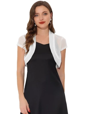 Allegra K Women's Cap Sleeve Business Open Front Mesh Crop Shrug Bolero 8 Allegra K Women's Cap Sleeve Business Open Front Mesh Crop Shrug Bolero - Image 6