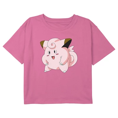 Girl's Pokemon Clefairy Profile Portrait Crop Top T-Shirt 6 Girl's Pokemon Clefairy Profile Portrait Crop Top T-Shirt - Image 4