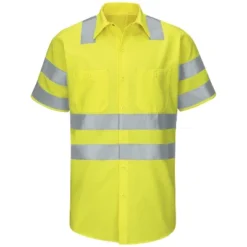 Red Kap® Men's Hi-Visibility Short Sleeve Ripstop Work Shirt - Type R, Class 3