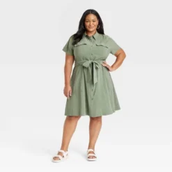 Women's Utility Short Sleeve Button-Down Shirtdress - Ava & Viv™ -Best Clothing Store GUEST b3b09842 cca6 4ac8 9309 36b76d6cd3af