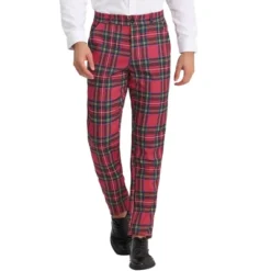 Lars Amadeus Men's Plaid Casual Regular Fit Flat Front Stretch Dress Pants -Best Clothing Store GUEST b4394fde 2095 4cf6 a243 fce3213085c2