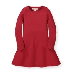 Hope & Henry Girls' Organic Cotton Skater Sweater Dress With Pointelle Sleeves, Infant -Best Clothing Store GUEST b45bb650 80b6 485d 896a af9762cde1c5