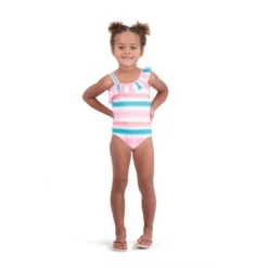 Andy & Evan Kids One-Shoulder Swimsuit Pink, Size 7