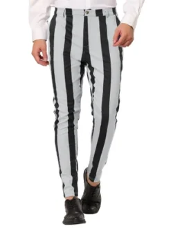 Lars Amadeus Men's Striped Dress Pants Color Block Slim Fit Flat Front Formal Trousers -Best Clothing Store GUEST b62d7c5d a3e2 4839 a1e1 1b4f293c8345