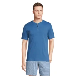 Lands' End Men's Knit Rib Short Sleeve Henley Pajama Shirt -Best Clothing Store GUEST b7d5ab71 e6ca 4b54 8929 17e401d3921f