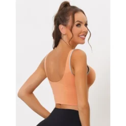 Allegra K Women's Wireless Padded Medium Support Workout Yoga Tank Sports Bra