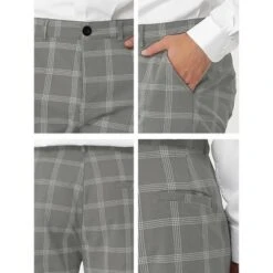 Lars Amadeus Men's Dress Plaid Slim Fit Flat Front Business Pencil Pants With Pockets -Best Clothing Store GUEST bb251d12 b45e 4f5d b2f8 e5961bbb6036