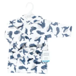 Hudson Baby Infant Boy Plush Animal Face Bathrobe, Whale, 0-9 Months