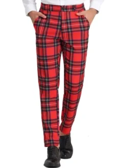 Lars Amadeus Men's Plaid Flat Front Business Dress Suit Pants -Best Clothing Store GUEST bb864a90 e029 43dd 83b1 4742c8b79d65