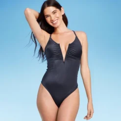 Women's Shirred V-Wire Plunge One Piece Swimsuit - Shade & Shore™ Gray 16 Women's Shirred V-Wire Plunge One Piece Swimsuit - Shade & Shore™ Gray -Best Clothing Store GUEST bbf23971 208c 464b a043 80b0be96ce1f