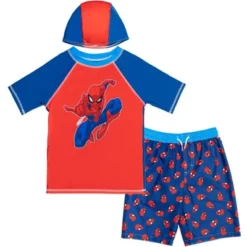 Marvel Avengers Captain America Pullover Rash Guard Swim Trunks And Cap 3 Piece Swimsuit Set Little Kid To Big Kid -Best Clothing Store GUEST bd51d020 afc9 46ef 8e85 84db48a3aaee