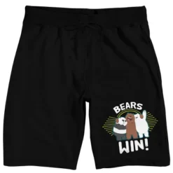 Warner Bros We Bare Bears Bears Win Men's Black Sleep Pajama Shorts -Best Clothing Store GUEST c062adbd 0b91 411d bf2a 772201b4c251