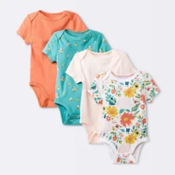 Baby Girls' 4pk Short Sleeve Bodysuit - Cloud Island™ Floral -Best Clothing Store GUEST c0bc6d65 3789 4611 af34 6d89bf2e36bd