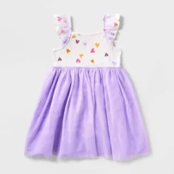 Toddler Girls' Adaptive Flutter Sleeve Tulle Dress - Cat & Jack™ Almond Cream