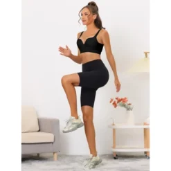 Allegra K Women's Medium Impact Workout Wireless Padded Deep V Neck Fitness Sports Bras -Best Clothing Store GUEST c102492a 70a5 45bb 9c8f 9b1d73e40087