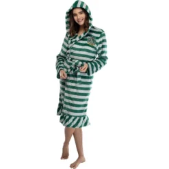 Harry Potter Juniors' Striped Ruffle Hooded Plush Fleece Robe -Best Clothing Store GUEST c15e8da6 41a0 425e b033 76725c08622d