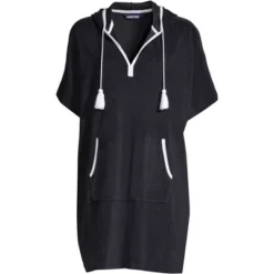 Lands' End Women's Terry V-neck Short Sleeve Hooded Swim Cover-up Dress With Pocket -Best Clothing Store GUEST c1974184 19f1 4e0c 9a91 2ae3fa31af7e